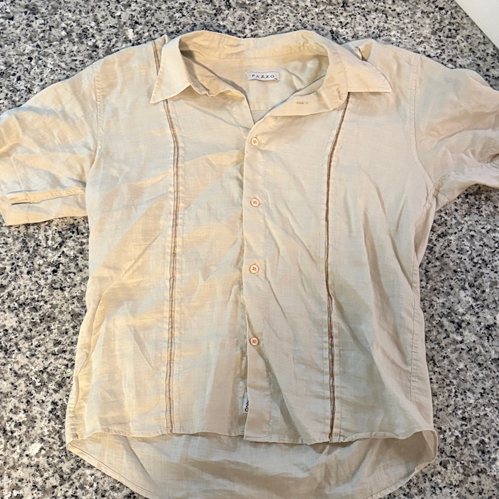 PAZZO Men's Cream Button Down Shirt